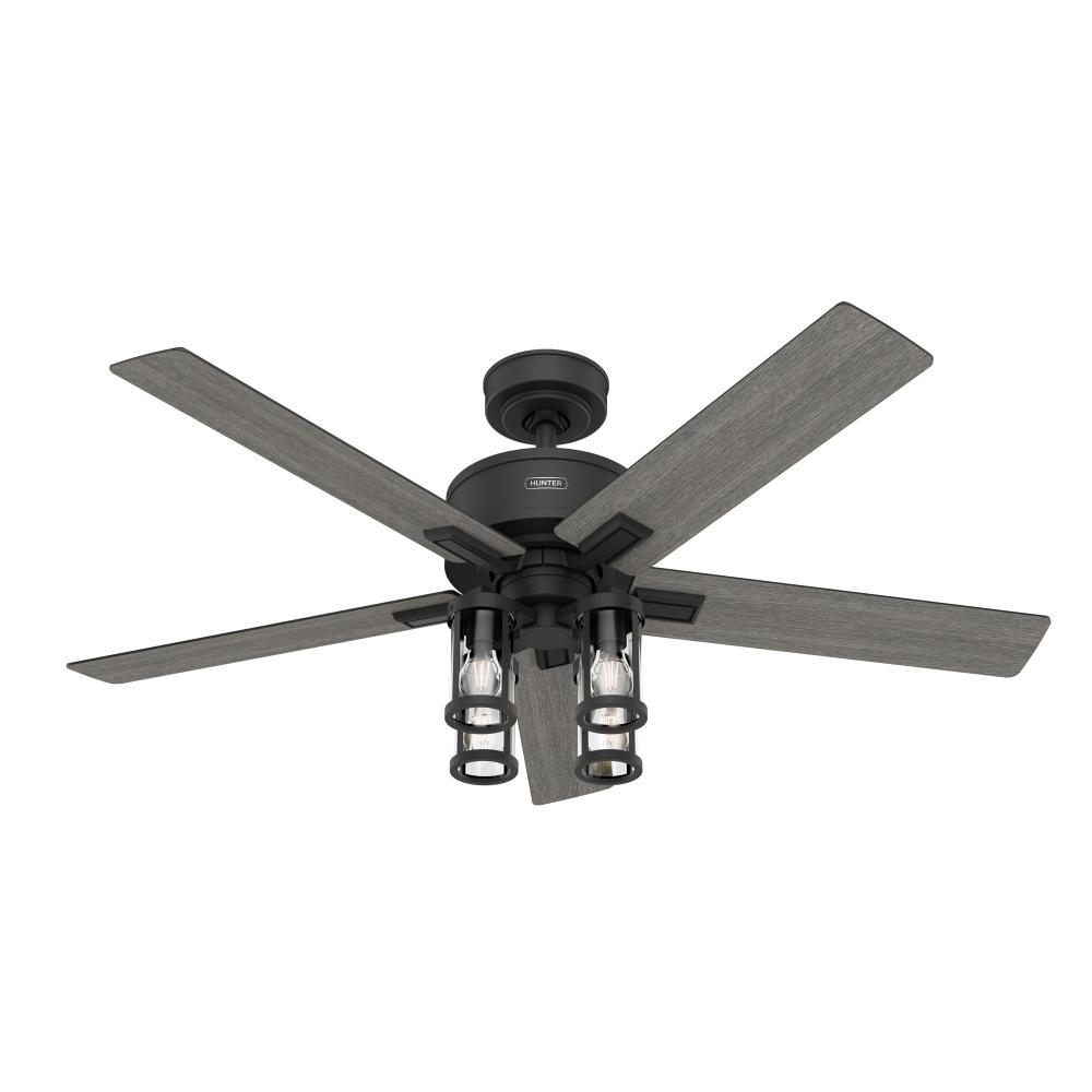 Hunter 52 inch Astwood II  Matte Black Ceiling Fan with LED Light Kit and Handheld Remote