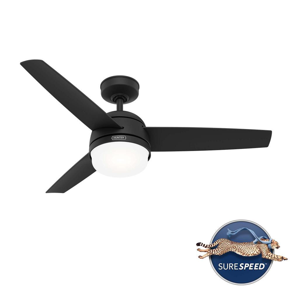 Hunter 48 inch Midtown Matte Black Ceiling Fan with LED Light Kit and Handheld Remote