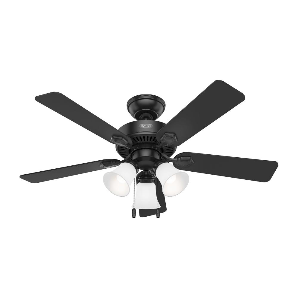 Hunter 44 inch Swanson Matte Black Ceiling Fan with LED Light Kit and Pull Chain