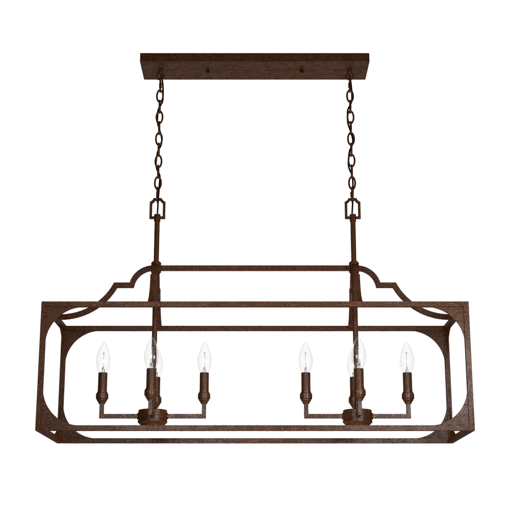 Hunter Highland Hill Textured Rust 8 Light Chandelier Ceiling Light Fixture