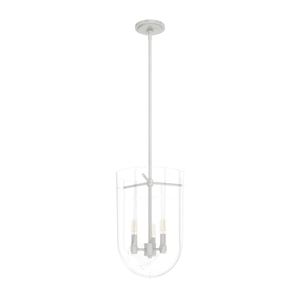 Hunter Sacha Brushed Nickel with Clear Glass 3 Light Pendant Ceiling Light Fixture