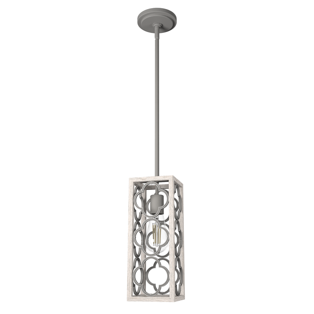 Hunter Gablecrest Distressed White and Painted Concrete 1 Light Pendant Ceiling Light Fixture