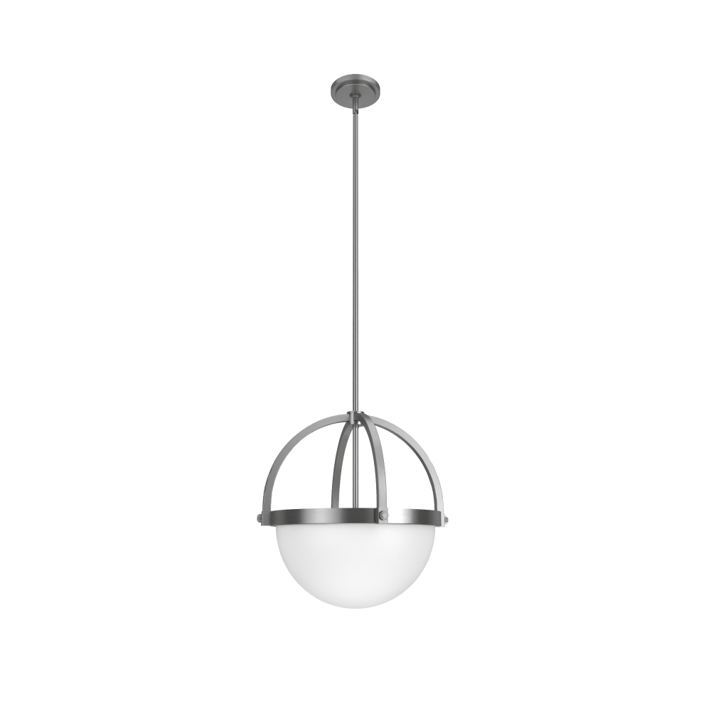 Hunter Wedgefield Brushed Nickel with Frosted Cased White Glass 3 LT Pendant Ceiling LT Fixture