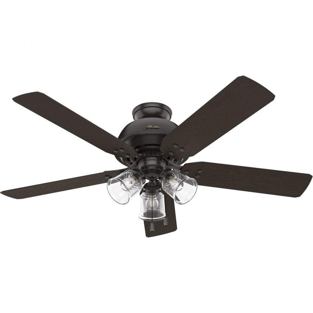 Hunter 52 inch River Ridge Noble Bronze Damp Rated Ceiling Fan with LED Light Kit and Pull Chain