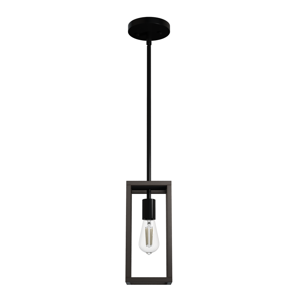 Hunter Squire Manor Matte Black and Dark Ash 1 Light Pendant Ceiling Light Fixture