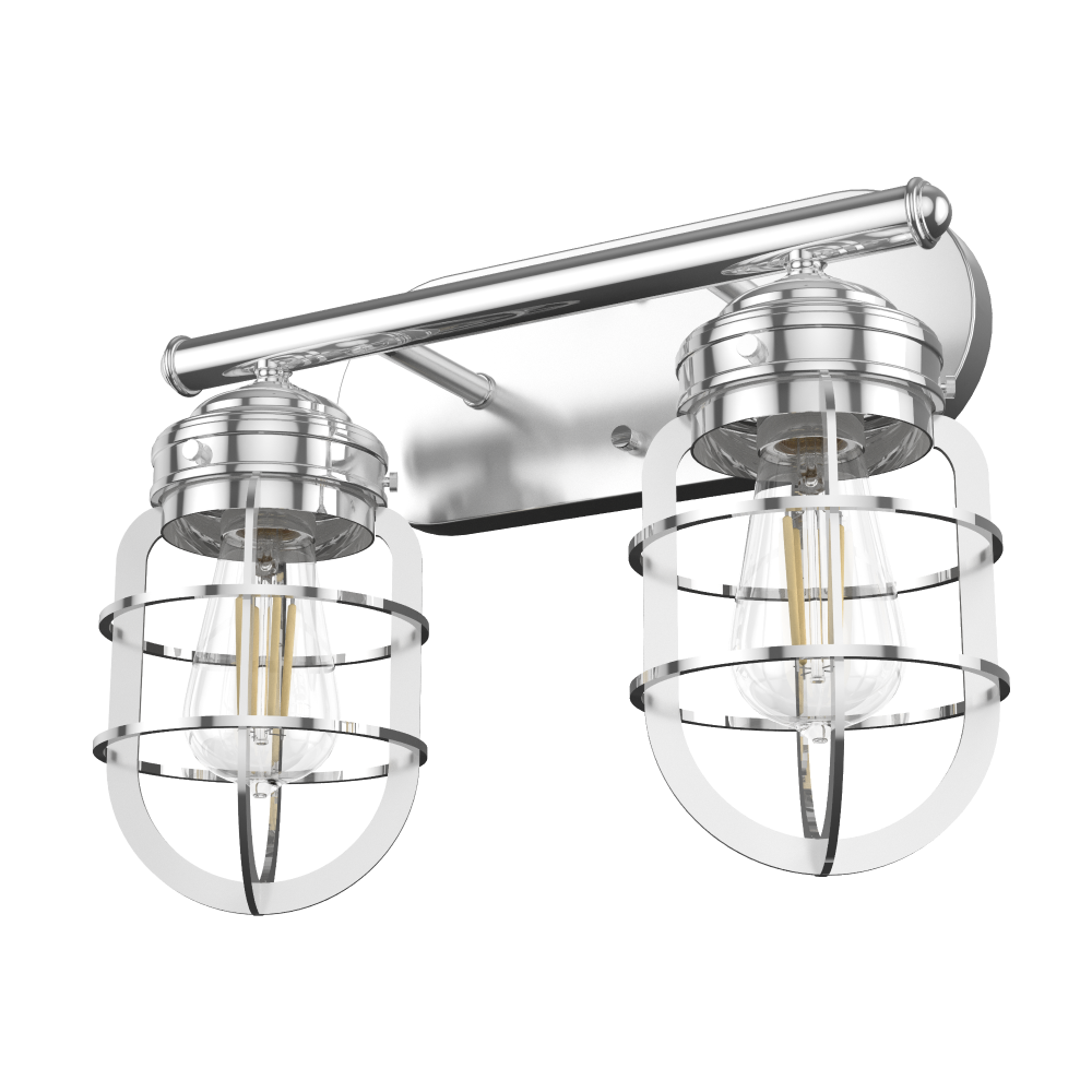 Hunter Starklake Chrome 2 Light Bathroom Vanity Wall Light Fixture