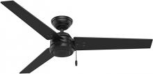 Hunter 59264 - Hunter 52 inch Cassius Matte Black Damp Rated Ceiling Fan and Pull Chain