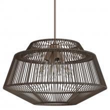 Hunter 13219 - Hunter Brookhollow Sable Rattan and Sable 4 Light Pendant Ceiling Light Fixture