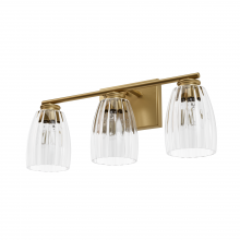 Hunter 13204 - Hunter Rossmoor Luxe Gold with Clear Glass 3 Light Bathroom Vanity Wall Light Fixture