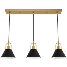 Hunter 13174 - Hunter Carrington Isle Luxe Gold and Flat Matte Black 3 Light Pendant Cluster Ceiling Light Fixture