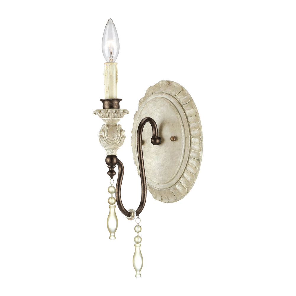 Denise 1-Light Wallmounts Antique White/Bronze