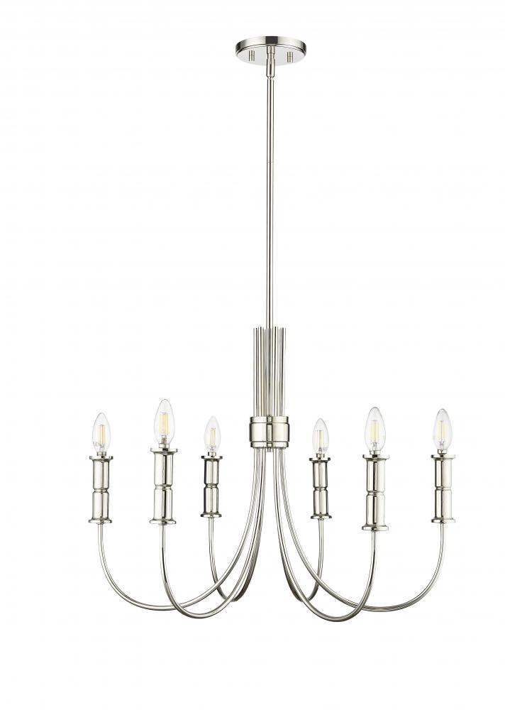 Potiss 6-Light Chandelier Ceiling Light Polished Nickel