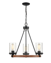 Millennium 3823-MB/WG - Taos 3-Light Chandelier Ceiling Light Matte Black/Wood Grain