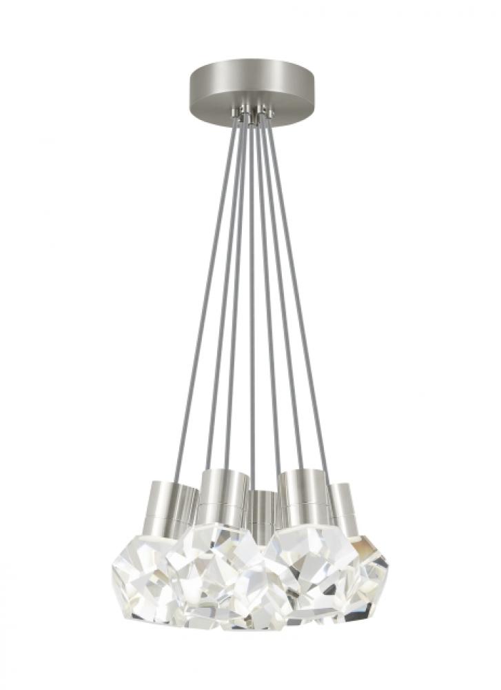 Modern Kira dimmable LED Ceiling Pendant Light in a Satin Nickel/Silver Colored finish