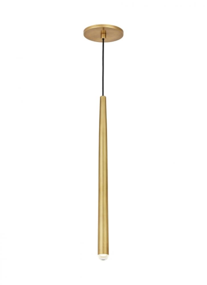Modern Pylon dimmable LED 1 Light Ceiling Pendant Light in a Natural Brass/Gold Colored finish