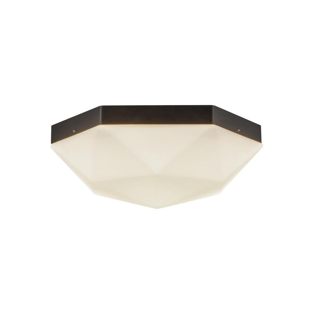 Krysta 12-in Matte Black/Opal Glass 2 Lights Flush Mount