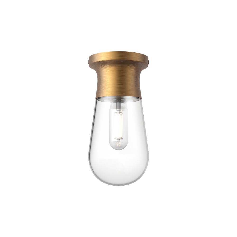 Marcel 5-in Aged Gold 1 Light Semi Flush Mount