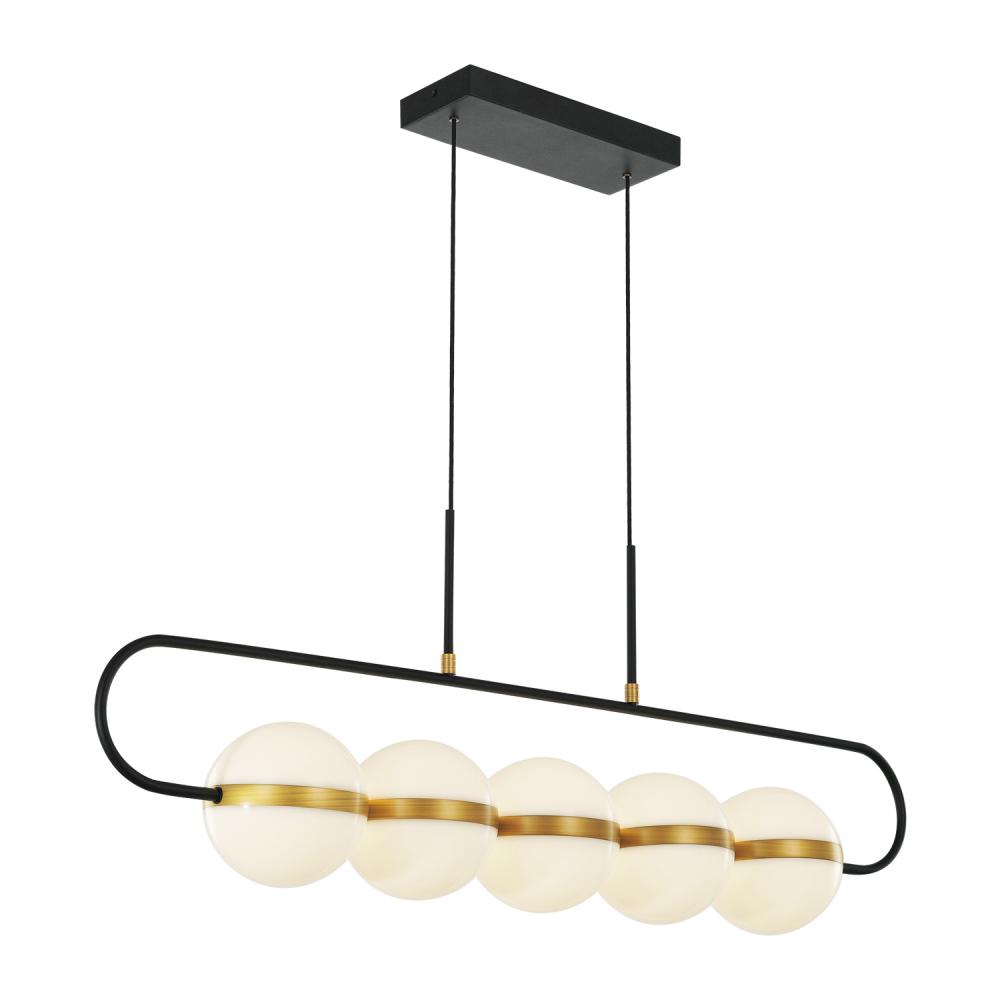 Tagliato 5 Head Matte Black/Brushed Gold LED Linear Pendant