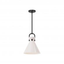 Alora Lighting PD412511MBGO - Emerson 11-in Matte Black/Glossy Opal Glass 1 Light Pendant