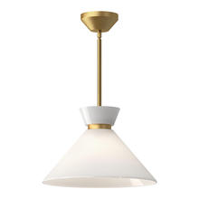 Alora Lighting PD470514BGGO - Halston 14-in Brushed Gold/Glossy Opal Glass 1 Light Pendant