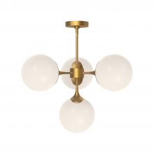 Alora Lighting CH505426AGOP - Nouveau 26-in Aged Gold/Opal Matte Glass 4 Lights Chandeliers