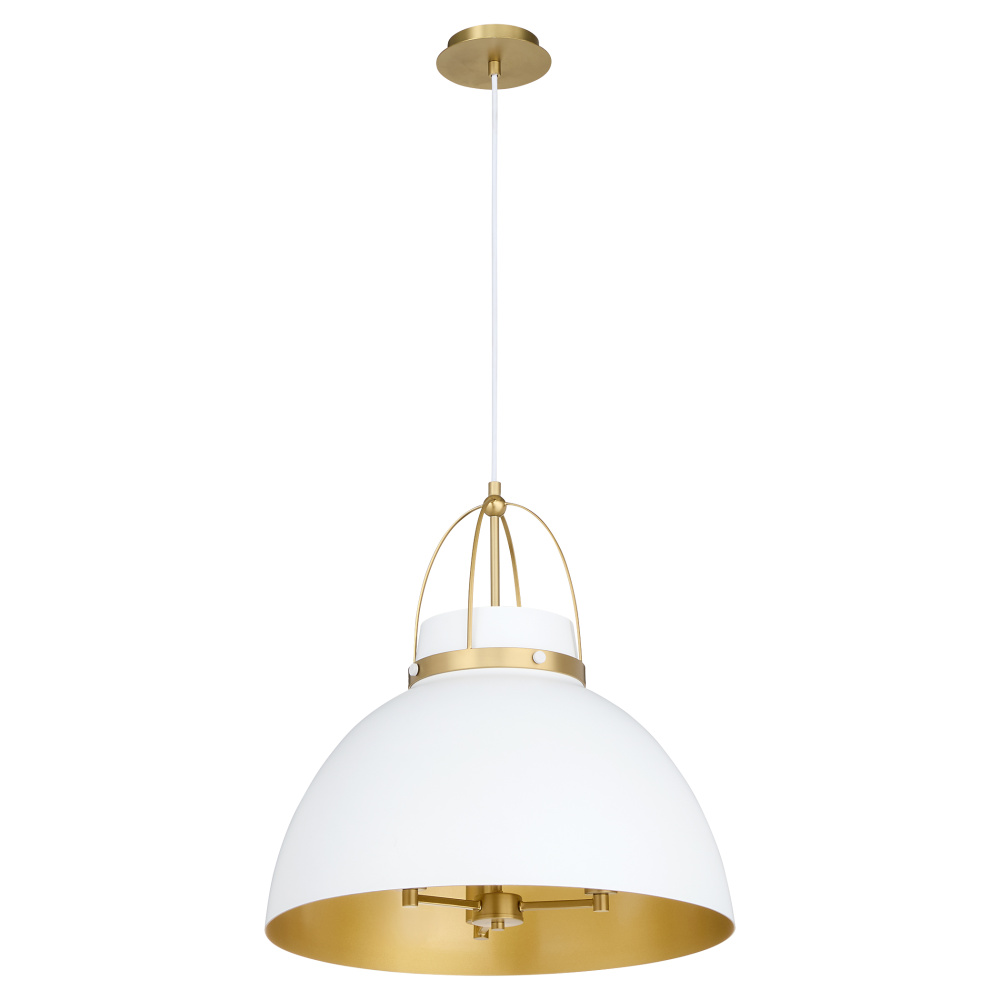 PRUITT 21” 3 LIGHT PENDANT – STUDIO WHITE/AGED BRASS