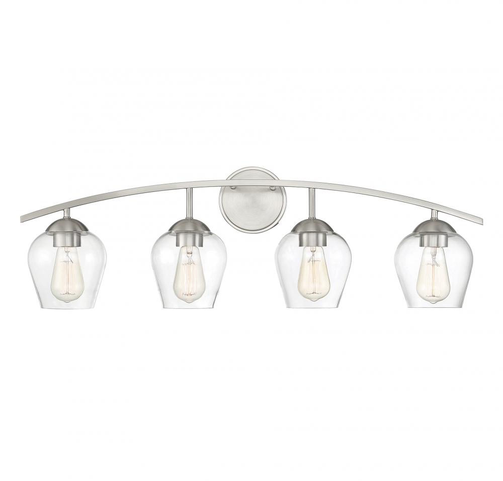 4-Light Bathroom Vanity Light in Brushed Nickel