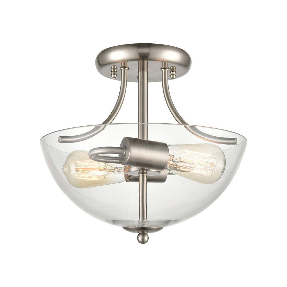 Thomas - Astoria 15'' Wide 2-Light Semi Flush Mount - Brushed Nickel