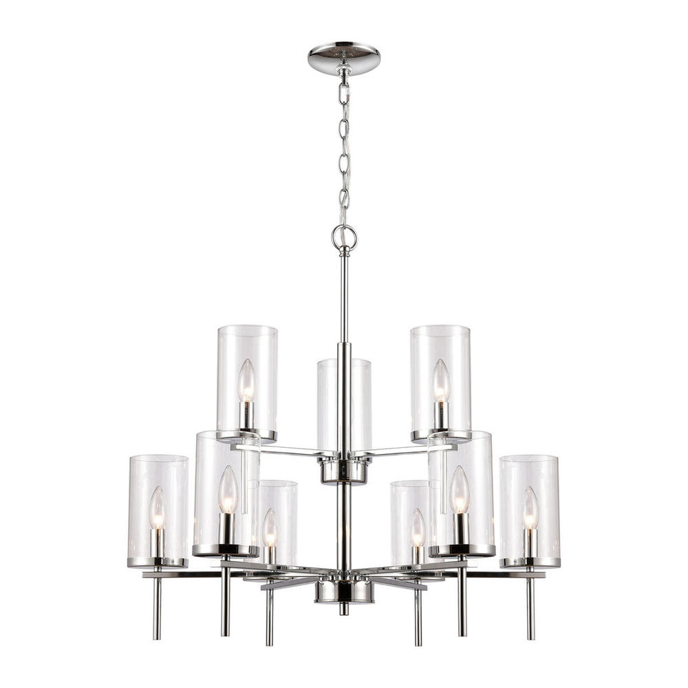 Thomas - Oakland 28.5'' Wide 9-Light Chandelier - Chrome