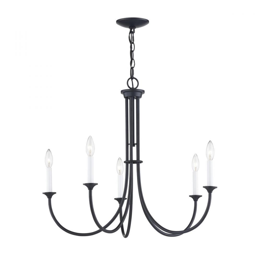 Thomas - Meadowview 28'' Wide 5-Light Chandelier - Matte Black