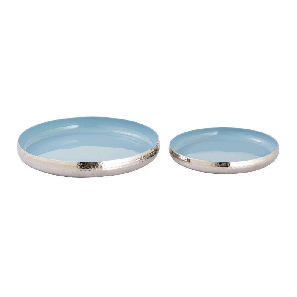 Nelson Tray - Set of 2 Light Blue Enamel (2 pack)